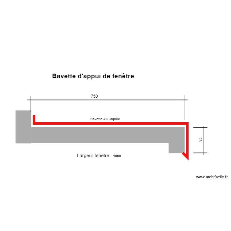 Bavette appui fen&egrave;tre. Plan de 