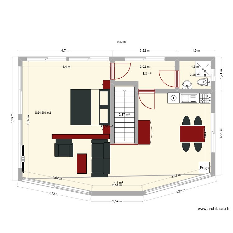 Superficie appartement IVtierce. Plan de 0 pièce et 0 m2
