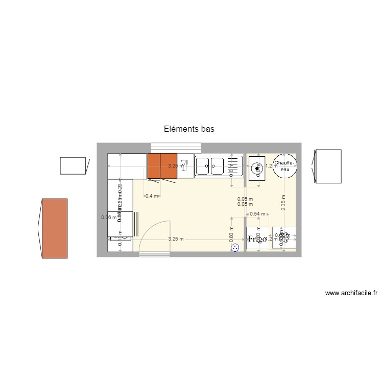 Cuisine &eacute;l&eacute;ments bas. Plan de 0 pièce et 0 m2