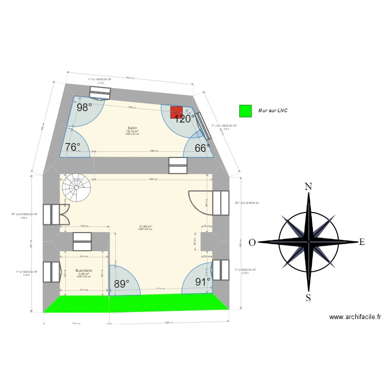 ML24005018 . Plan de 10 pièces et 106 m2