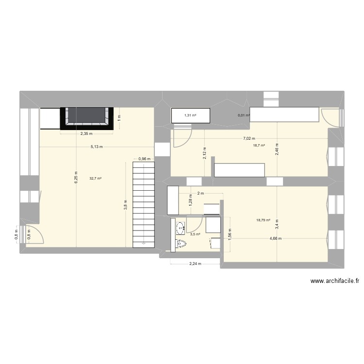 rez de chaussée. Plan de 7 pièces et 160 m2