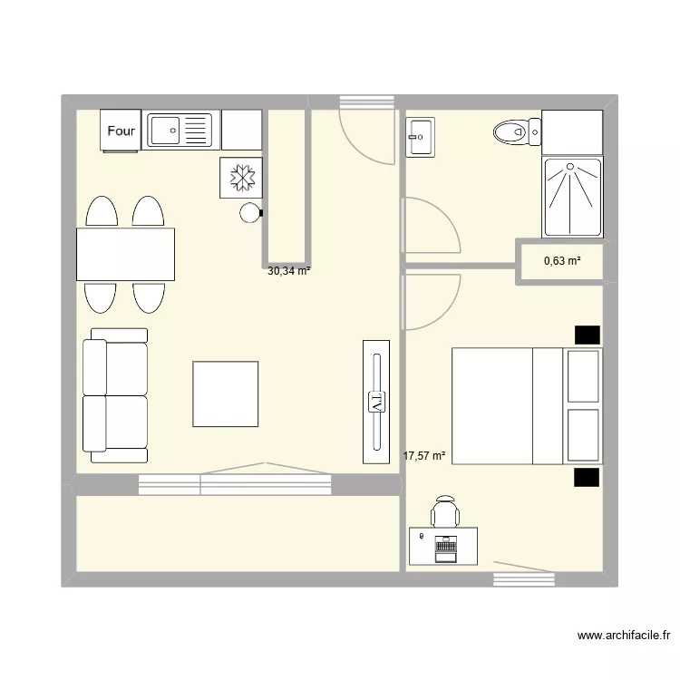Appt 23. Plan de 3  et 49 m²