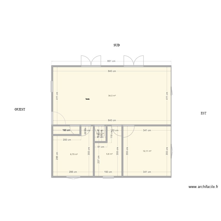 pARENTS. Plan de 6 pièces et 63 m2