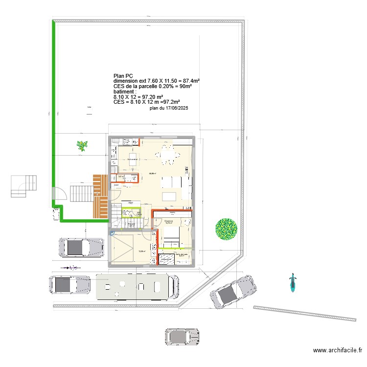 13 modif juin arriere cuisine sdb etage nord plan du 12 05 2025. Plan de 14 pièces et 162 m2