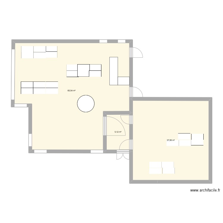 Cafétéria. Plan de 3 pièces et 109 m2