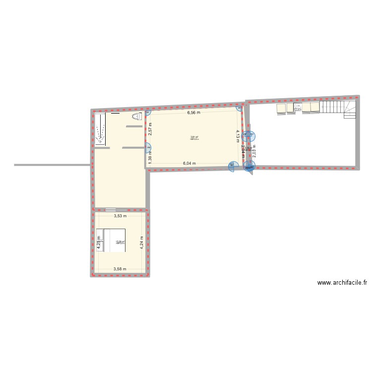 Patricia. Plan de 4 pièces et 43 m2