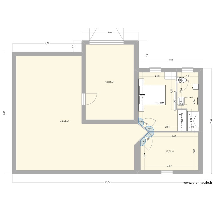plan3. Plan de 5 pièces et 96 m2