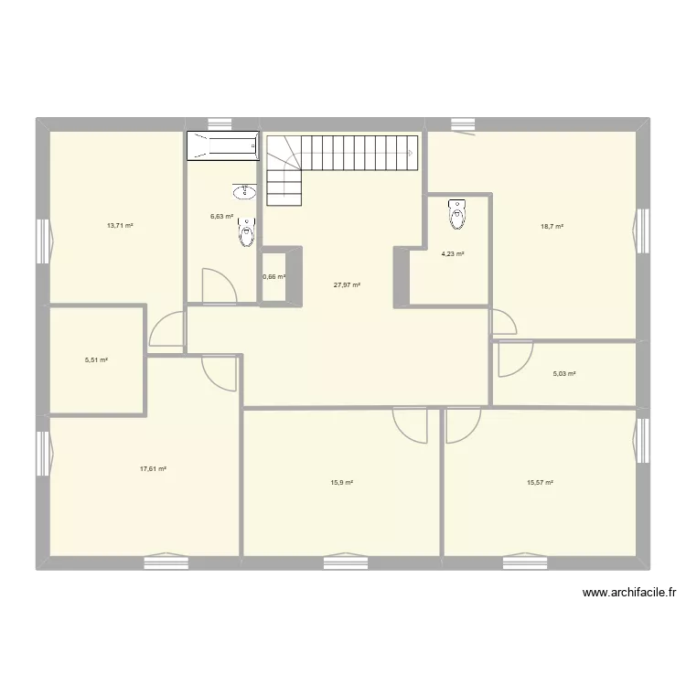 etage maison. Plan de 11  et 132 m²