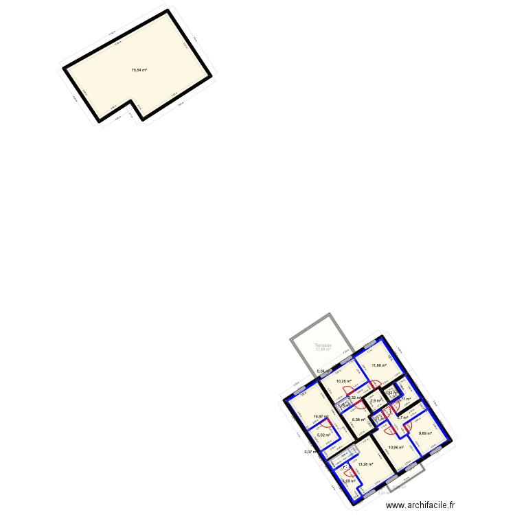 SEVRAN. Plan de 89 pièces et 1034 m2