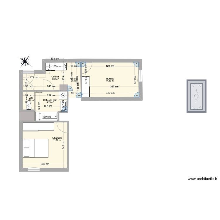 T3 C3404 _ Résidence Le Clos Lauzier 2. Plan de 6 pièces et 37 m2