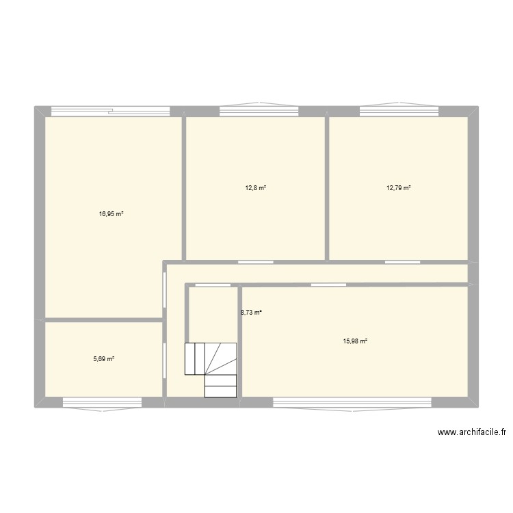 Plans maison - première étage. Plan de 6 pièces et 73 m2