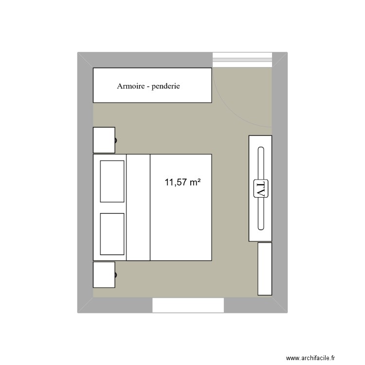 chambre 1. Plan de 1 pièce et 12 m2