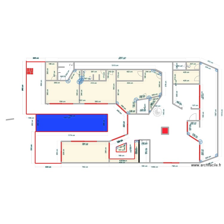 maisonnhml. Plan de 15 pièces et 224 m2