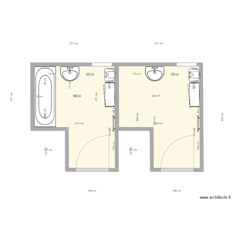 JUSTINI . Plan de 2 pièces et 13 m2