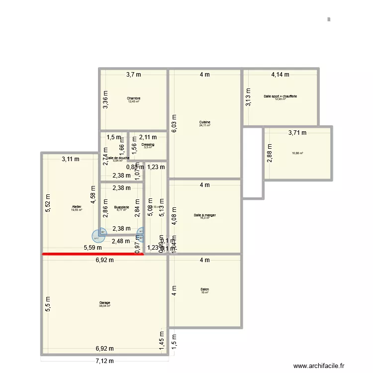 Extension 2. Plan de 12  et 171 m²