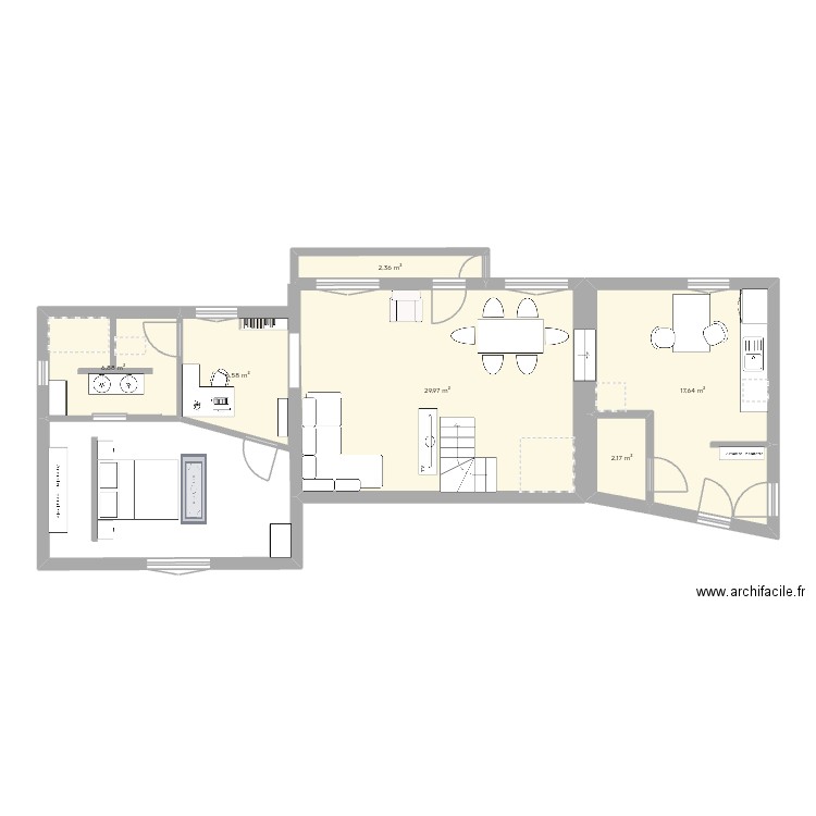 Maison ste agathe 1. Plan de 6 pièces et 66 m2