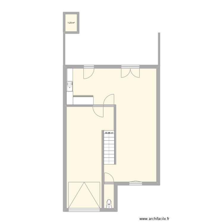 MAISON LA FARE - RDC. Plan de 2 pièces et 67 m2