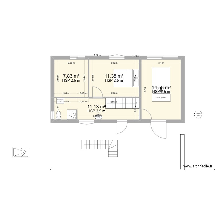 EYGLIERS sans extension LBG essai 2. Plan de 8 pièces et 122 m2