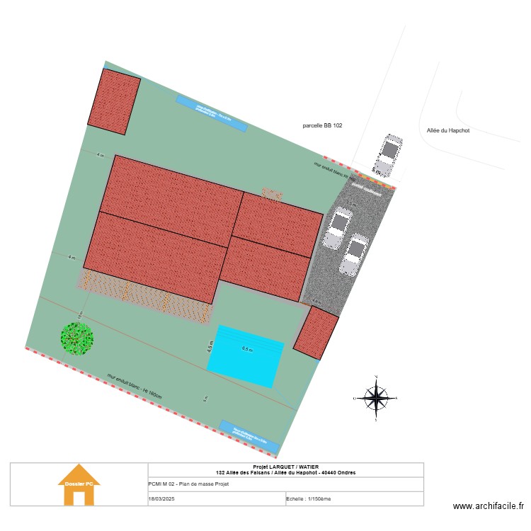 LARQUET/WATIER - PCMI02 - Plan masse. Plan de 1 pièce et 147 m2
