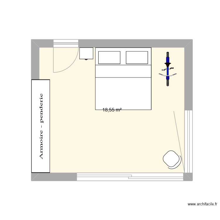Vignollans-chambre dha. Plan de 1 pièce et 19 m2