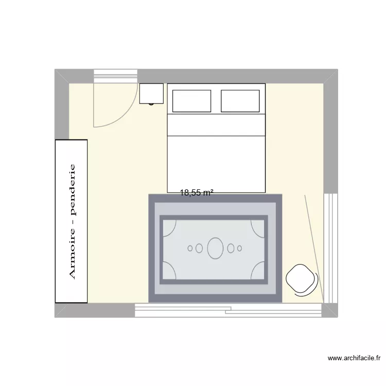 Vignollans-chambre dha. Plan de 1  et 19 m²