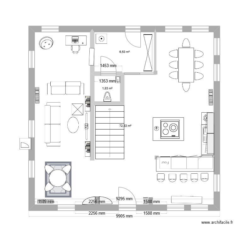 plan interior design. Plan de 3 pièces et 81 m2