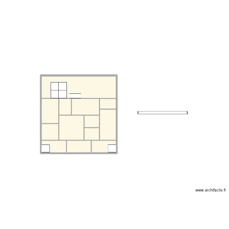 Bibliothèque. Plan de 8 pièces et 3 m2