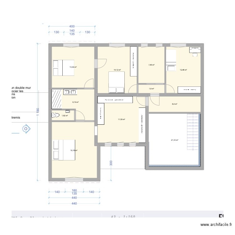 R+1 GARAGE. Plan de 11 pièces et 123 m2