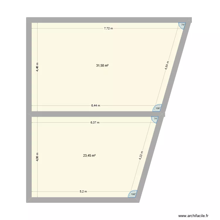 MAISON 1 REZ DE CHAUSSEE PMU. Plan de 2 et 55 m² MAISON 1 REZ DE CHAUSSEE PMU. Plan de 2 et 55 m²