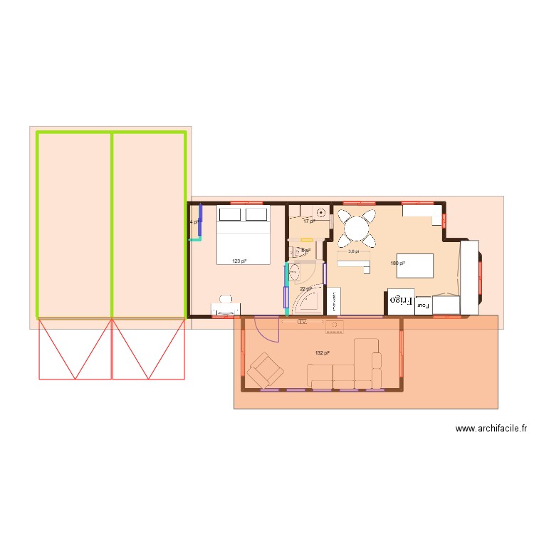 projet retraite 2.0. Plan de 7 pièces et 45 m2