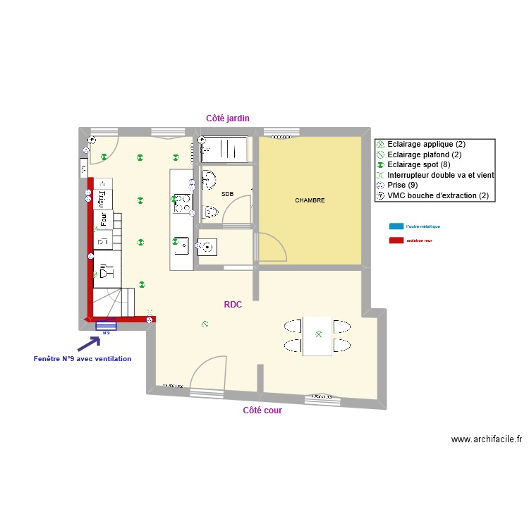 PLAN Cuisine. Plan de 6 pièces et 57 m2