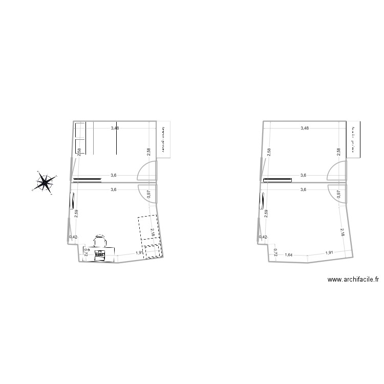 Jeanne 2. Plan de 4 pièces et 43 m2