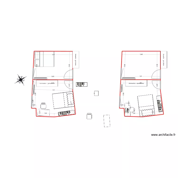 Jeanne 2. Plan de 4  et 43 m²