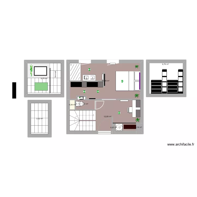planfinal. Plan de 13  et 78 m²