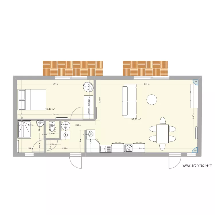 Lech er gad T1 renov. Plan de 2  et 57 m²