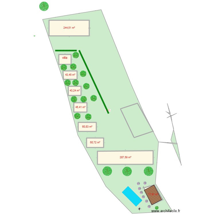 hotel. Plan de 9 pièces et 909 m2