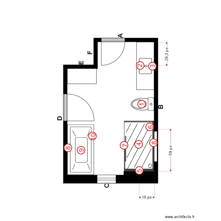 Laberge Plomberie. Plan de 1 pièce et 10 m2