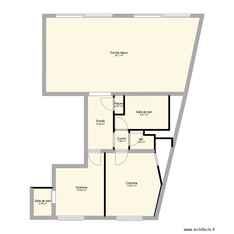 Derv Avec Meuble. Plan de 9 pièces et 85 m2