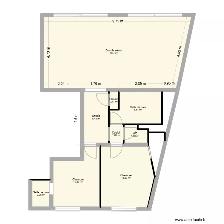 Derv Avec Meuble. Plan de 9 pièces et 85 m² Derv Avec Meuble. Plan de 9 pièces et 85 m²