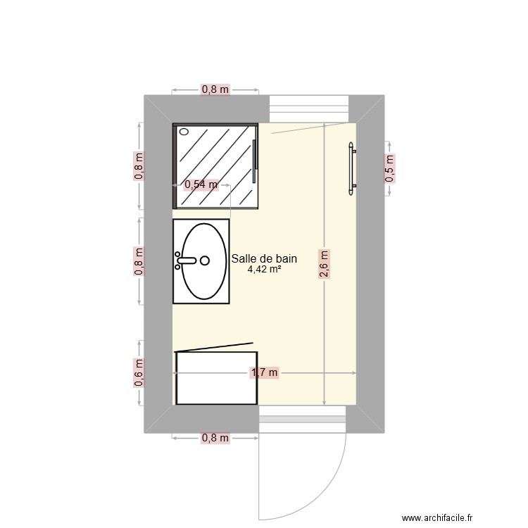 Plan DAL Louvrier. Plan de 1 pièce et 4 m2
