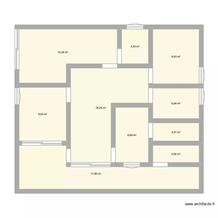 plan carr&eacute; selon visite. Plan de 10  et 90 m²