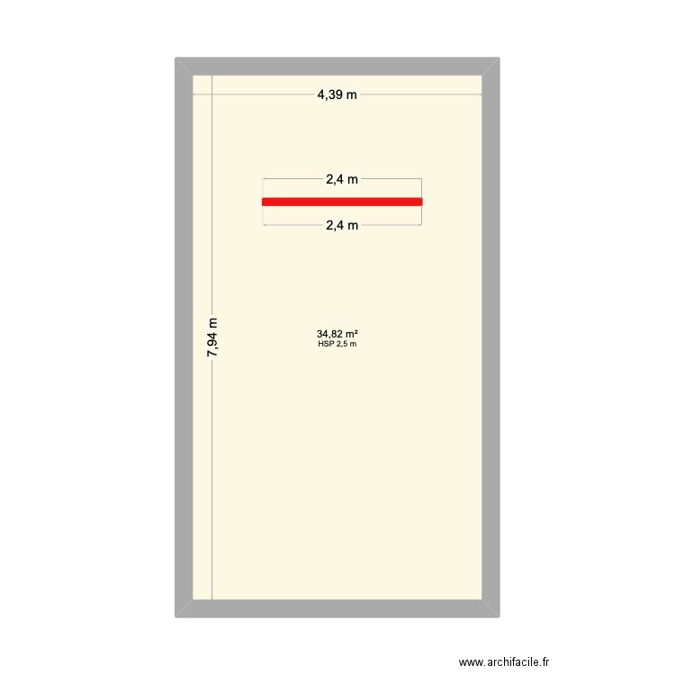 chb. Plan de 1 pièce et 35 m2