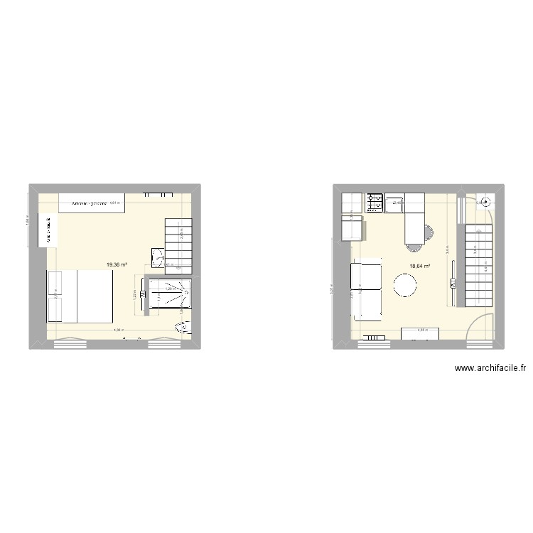petite maison msm. Plan de 2 pièces et 38 m2