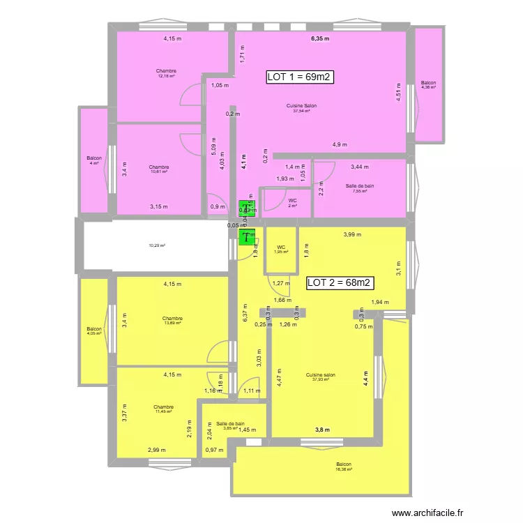 1er &eacute;tage dossier financement. Plan de 15  et 178 m²