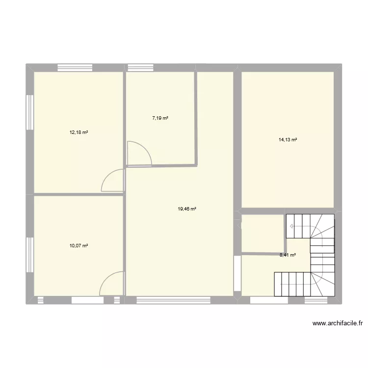 ESSAI 1 RDC. Plan de 6  et 71 m²