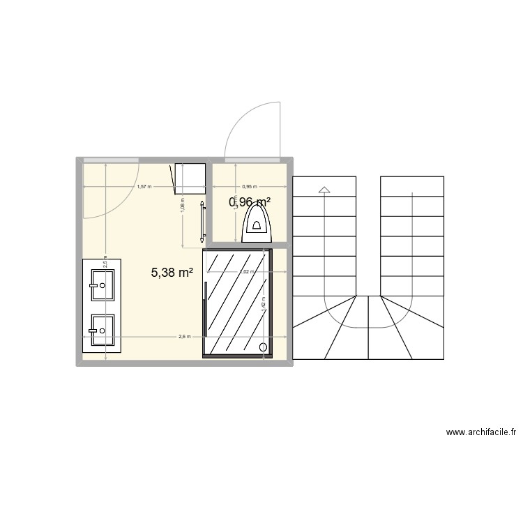 ENATA. Plan de 2 pièces et 6 m2