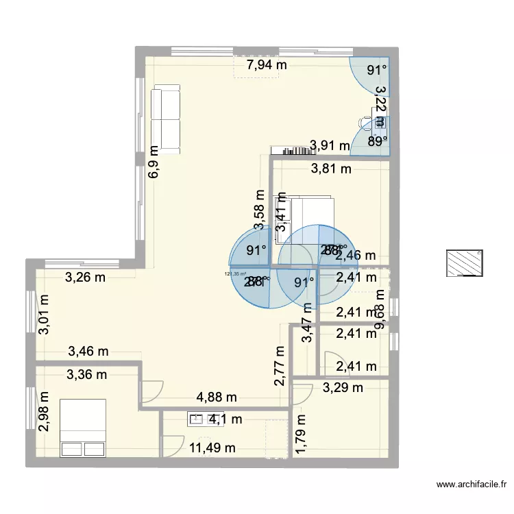 VIAZAC 1er &eacute;tage V1. Plan de 1  et 121 m²