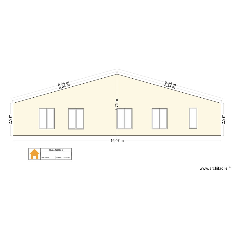 coupe facade. Plan de 0 pièce et 0 m2