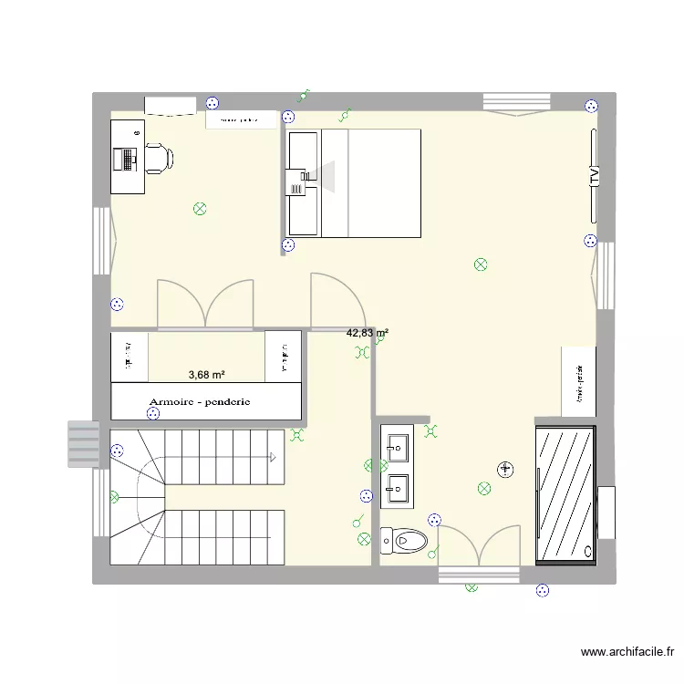 Etage 1 new Besseges new 2. Plan de 2 pièces et 47 m²