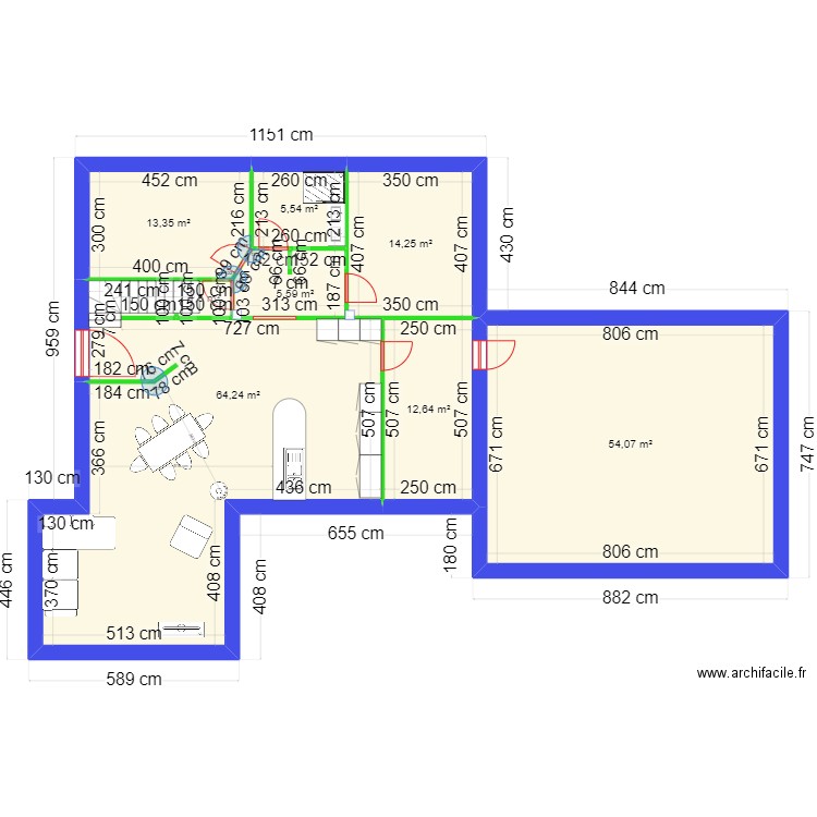 maison. Plan de 8 pièces et 171 m2